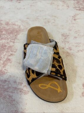 Leopard Print Slide Sandal - Tan & Black
